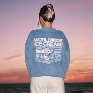 Dandy Worldwide Ice Cream Graphic Crewneck Sweatshirt Embroidered Size Medium